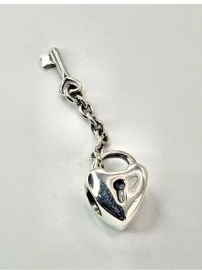 Authentic Pandora ALE 925 Sterling Key to my Heart Lock Dangle Key Charm